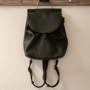Faux Leather Green Backpack
